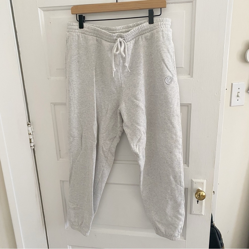 victoria's secret pink gray jogger fit sweatpant size l large